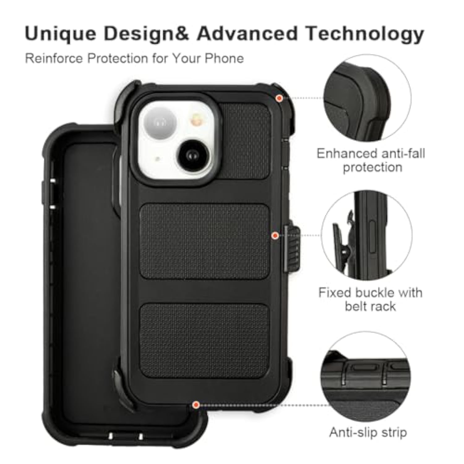 For Defender Iphone 13 Case With Clip,For Holster Iphone 13 Case With Kickstand,For Heavy Duty Iphone13 Phone Case Rugged 2 Layers Of Sturdy,Anti-Drop For Phone Case Iphone 13Case Protective(Black)