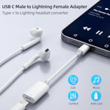 Usb C To Lightning Headphone Audio Adapter, Usb Type C Male To Female Lightning Earphone Adapter With Fast Charge Data Transfer For Iphone 16/16 Pro/15, Ipad Pro, Ipad Air 6/5, Galaxy S25/S24