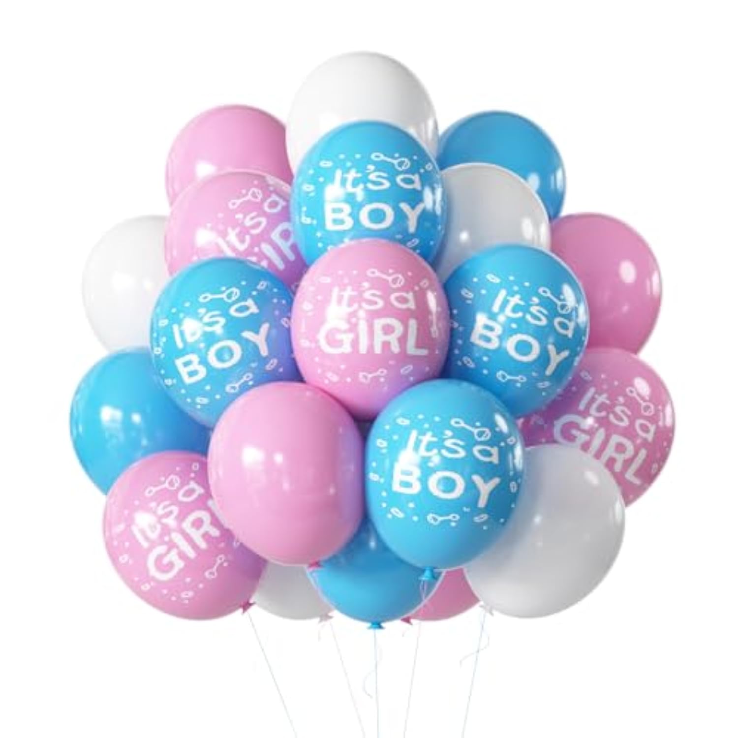 Gender Reveal Balloons, 50 Pcs Pink Blue White Latex For Baby Shower Decorations