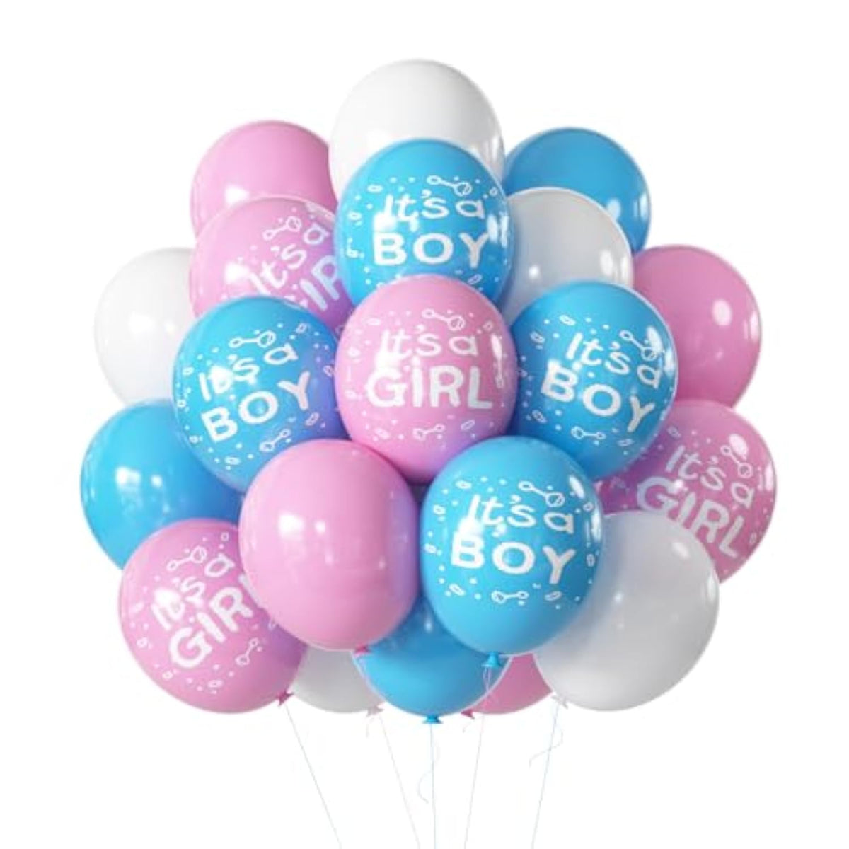 Gender Reveal Balloons, 50 Pcs Pink Blue White Latex For Baby Shower Decorations