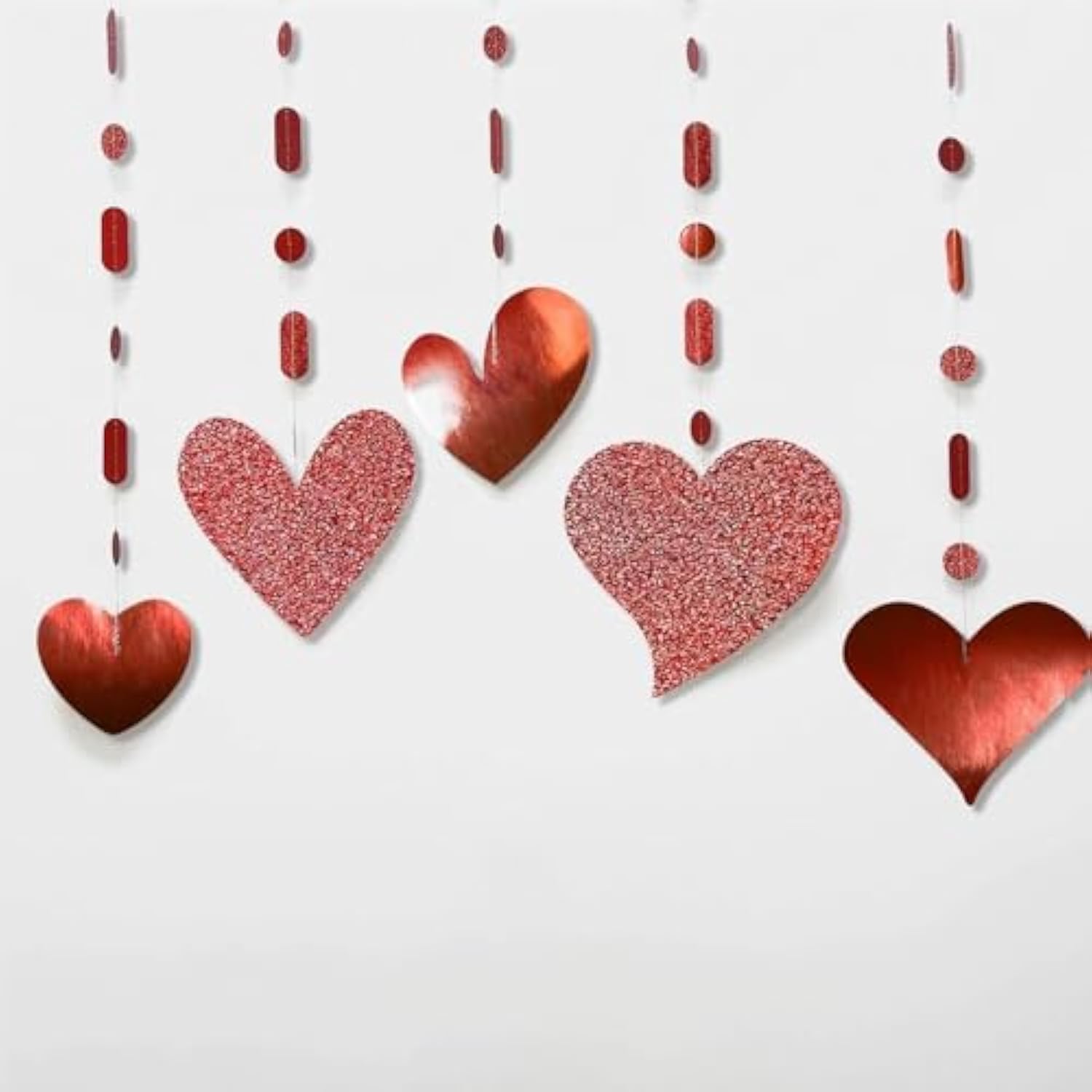 Glitter Red Heart Garland Decorations Hanging Garlands Streamer Banner