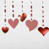 Glitter Red Heart Garland Decorations Hanging Garlands Streamer Banner