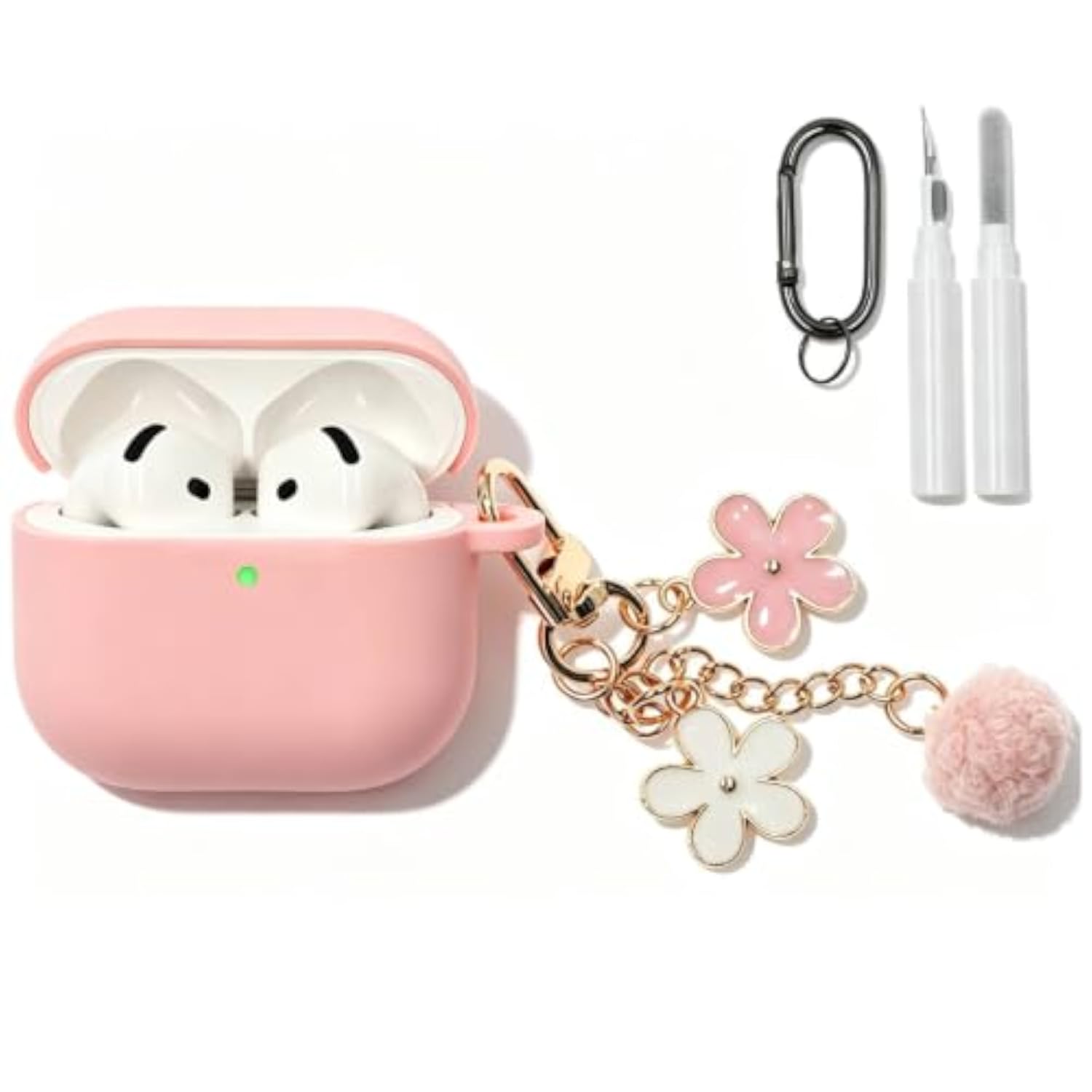 Premium Soft Silicone Protective Case Cover for Apple AirPods 4th Generation with Cleaner Kit and Keychain Accessories