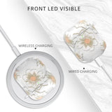 Compatible With Airpods Case Cover, Soft Tpu Case With Cute Flower Pattern For Airpods 2&1 Generation Case With Flower Keychain And Carabiner For Girls Women (White)