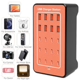 Multi Usb Charger Station, 20-Port 100W/20A Multiport Usb Charging Station With Auto Detect With Type-C 3A For Smartphone Tablets Multiple Devices
