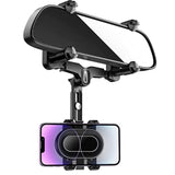 Rearview Mirror Phone Holder For Car,360°Rotatable And Retractable Multifunctional Rear View Mirror Phone Holder,Four Corners Fixed Anti-Shake Design,For All Mobile Phones And All Car