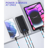 Portable Charger 2-Pack 15000Mah Power Bank Dual Usb And Type-C Output 5V3.1A Fast Charger Battery Pack For Iphone 16 15 14 13 12 X Samsung S24 S23 Google Ipad Etc (Light Black And White)