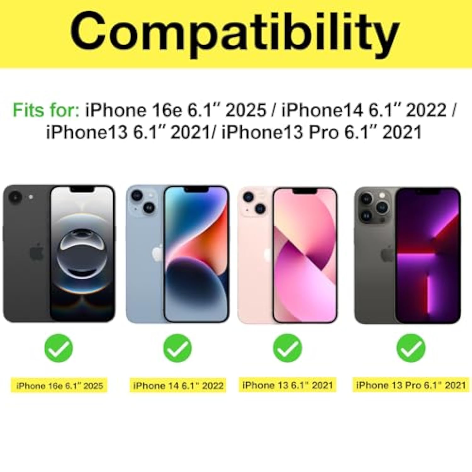 ProCase 2 Pack Clear Screen Protector for iPhone 16e / 14/13 / 13 Pro 6.1", Tempered Glass Film Guard for iPhone 2025 2022 2021 6.1 Inch