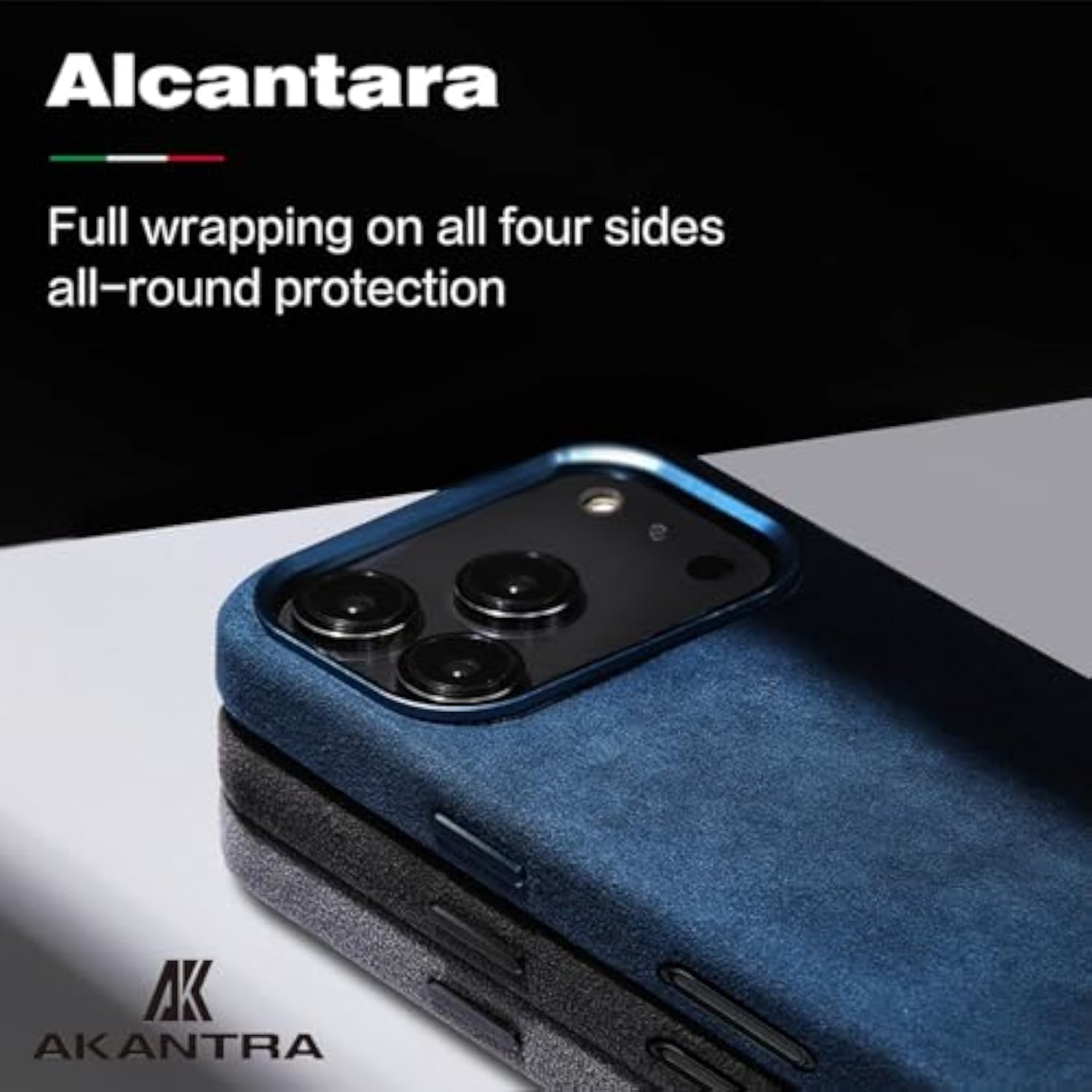 Italy Alcantara Case for iPhone 17 Series, Handmade Fully-Wrapped Synthetic Suede Cover, Compatible with Mag-Safe Wireless Charger, Gray, iPhone Air