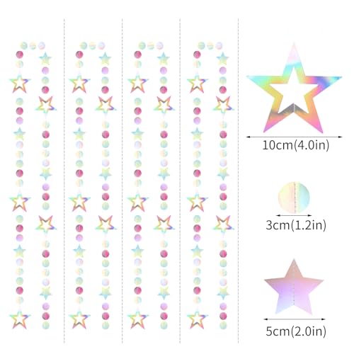 Iridescent-Disco Holographic-Euphoria Star Party-Decoration Garland - 52ft Neon Twinkle Twinkle Little Star Streamers,Wedding Birthday Bachelorette Baby Bridal Shower Engagement