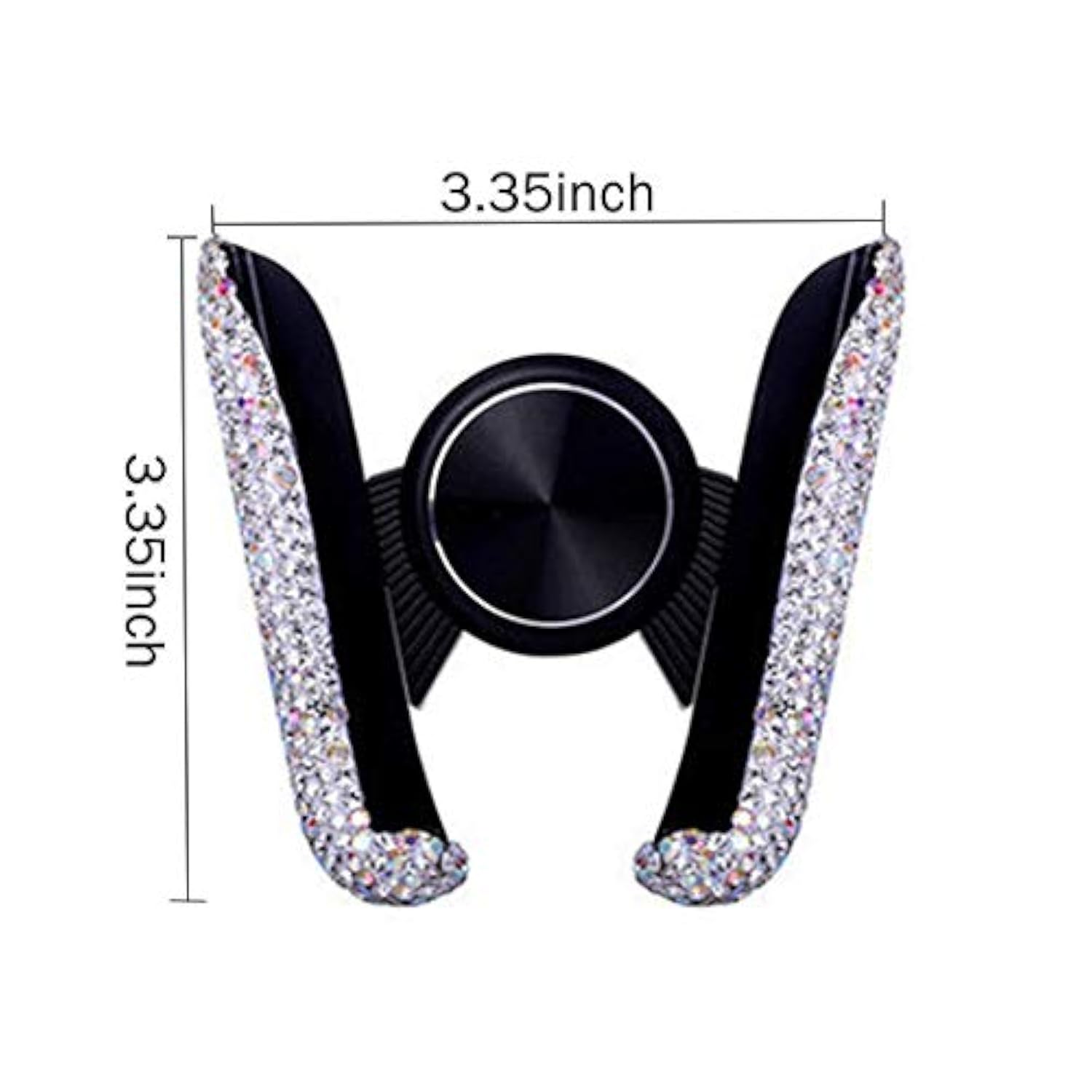 Bling Car Phone Holder Mini Dash Air Vent Automatic Phone Mount Universal 360°Adjustable Crystal For Women And Girls (White)