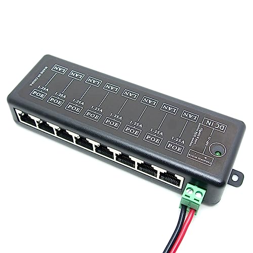 8 Ports Gigabit Passive Poe Injector Midspan Ethernet Adapter Without Power Adapter