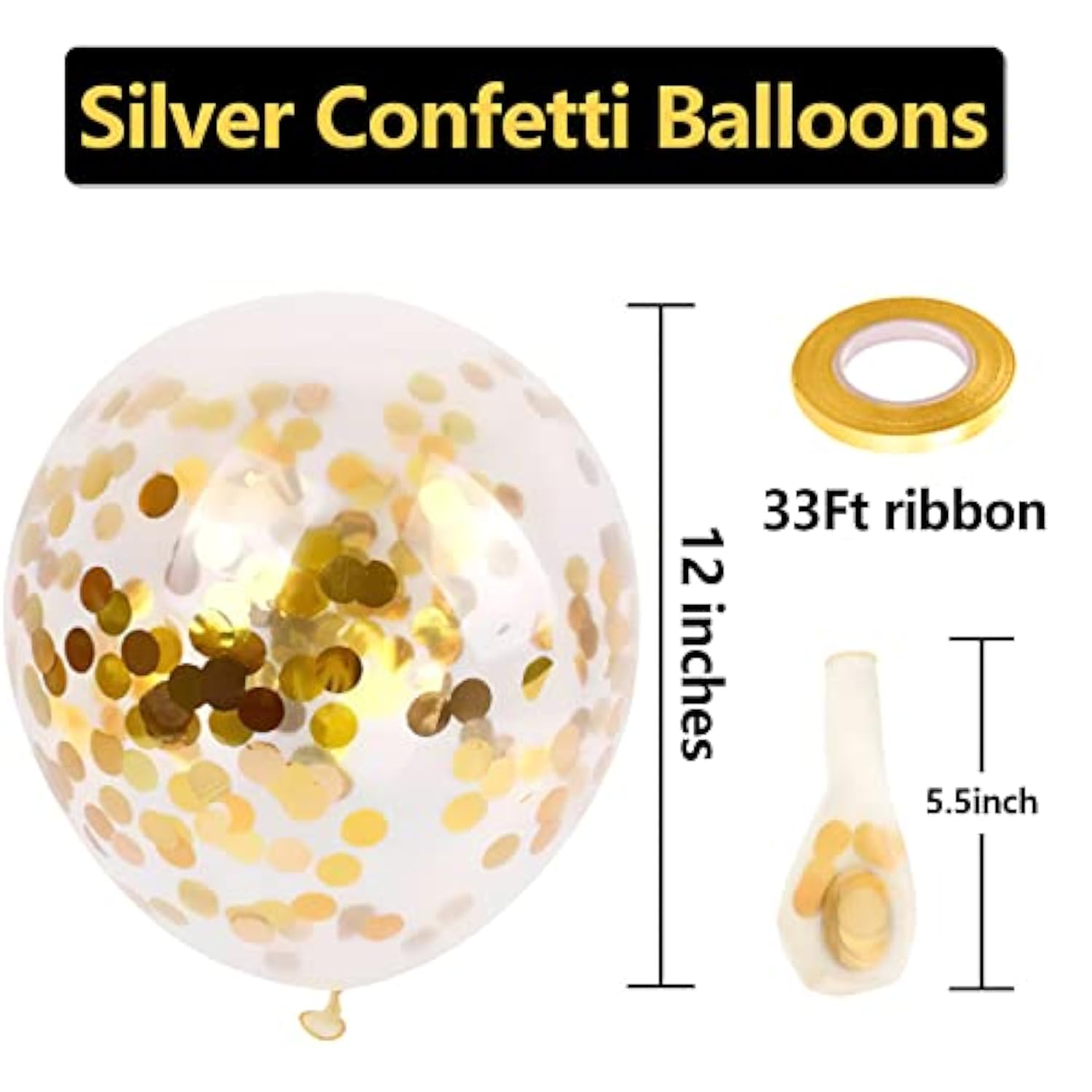 Gold Confetti Balloons - 60-Pack 12" Latex Party Decorations