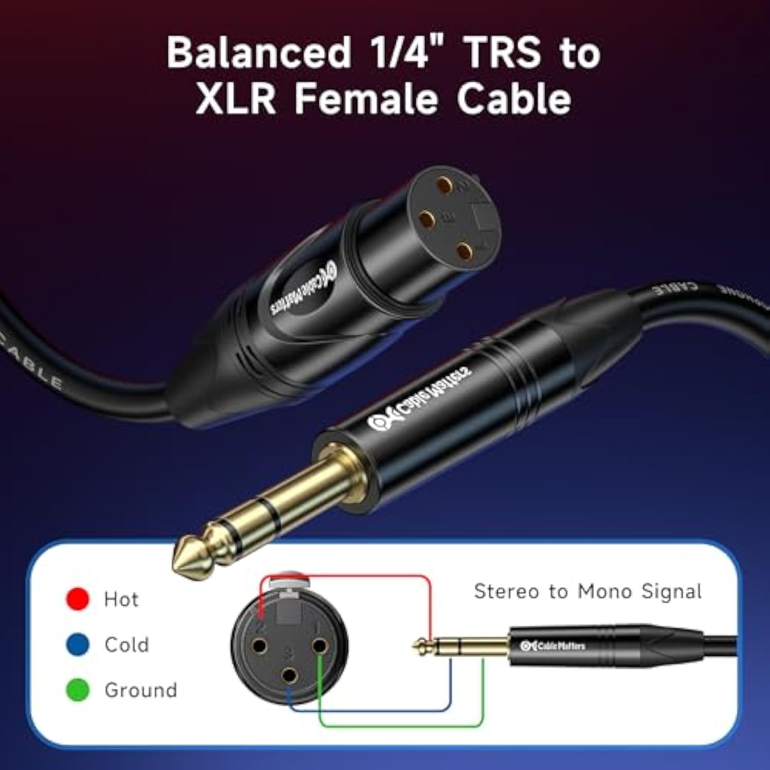 Cable Matters 6.35mm (1/4 Inch) Short TRS to XLR Cable - 3ft, Male to Female, XLR to 1/4 Cable