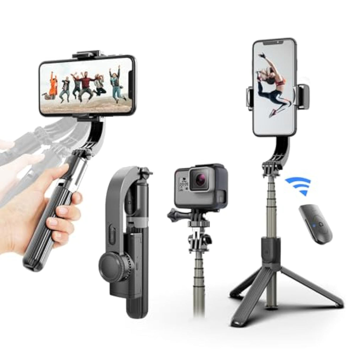 Gimbal Stabilizer For Smartphone ?With Retractable Selfie Stick And Tripod?1-Axis Multifunction Remote 360°Automatic Rotation? Auto Balance For Iphone/Android