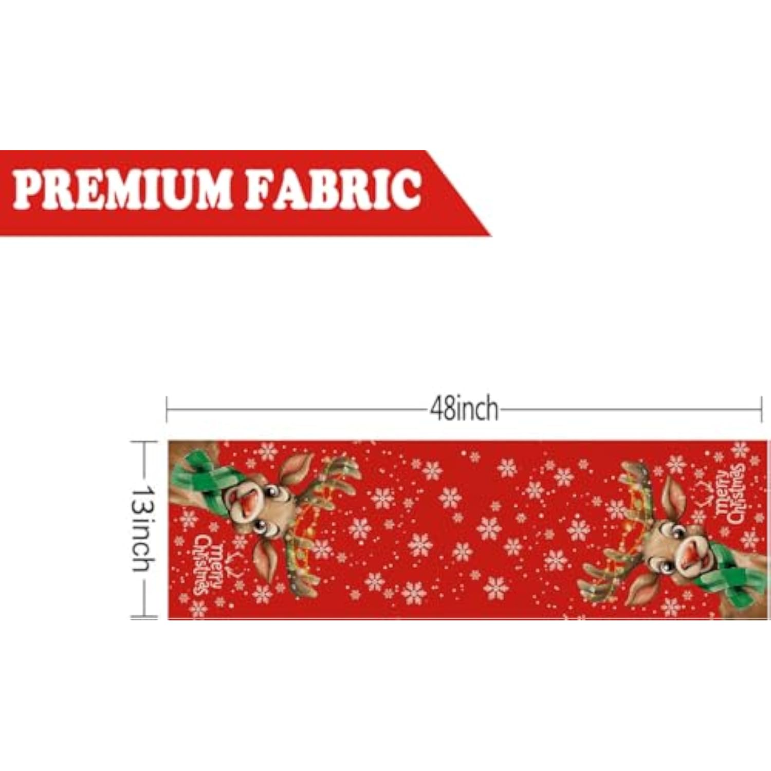 Merry Christmas Table Runner Reindeer Snowflake Red Runner Winter Xmas Home Party Kitchen Dining Table Indoor Outdoor Decorations 13X48 Inch
