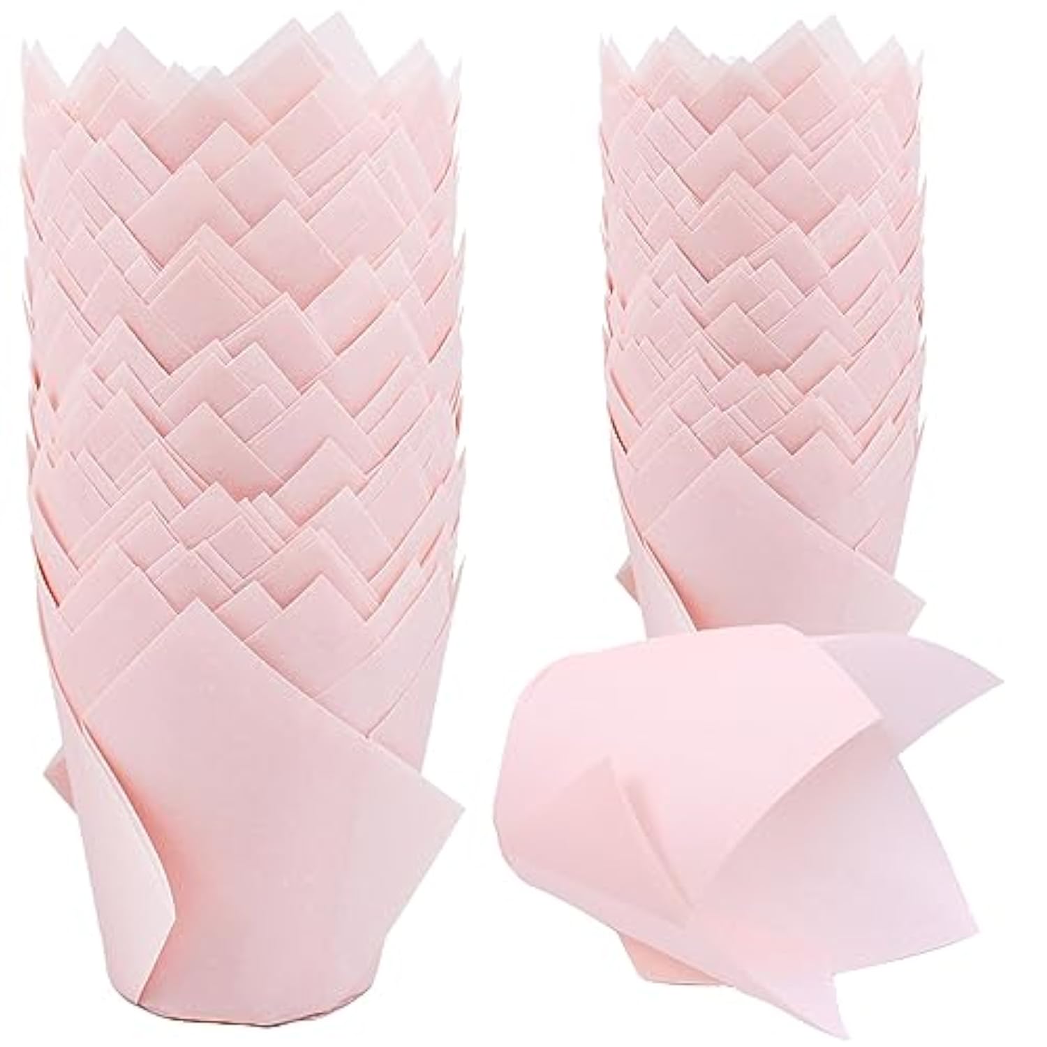 150 Pieces Tulip Cupcake Muffin Liners Paper Baking Cups Greaseproof Cupcake Wrappers For Birthday Wedding Party Baby Showers Catering Restaurants(Pink)