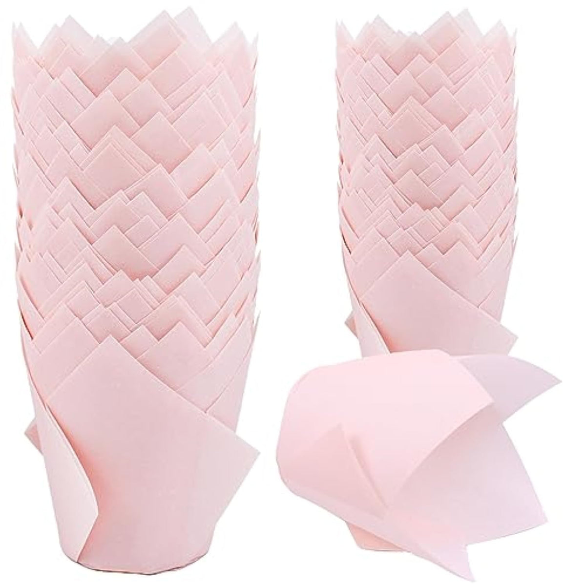 150 Pieces Tulip Cupcake Muffin Liners Paper Baking Cups Greaseproof Cupcake Wrappers For Birthday Wedding Party Baby Showers Catering Restaurants(Pink)