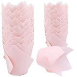 150 Pieces Tulip Cupcake Muffin Liners Paper Baking Cups Greaseproof Cupcake Wrappers For Birthday Wedding Party Baby Showers Catering Restaurants(Pink)