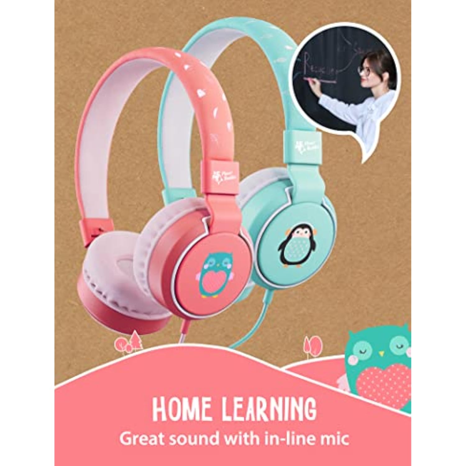 Kids Headphones, On Ear Wired Headphones For Kids, 85Db Volume Limiter, Safe F