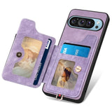 Pixel 9/9 Pro Wallet Case, PU Leather Flip, RFID Blocking, Kickstand - Purple