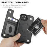 Onetop Compatible With Magsafe For Iphone 14 Wallet Case With Card Holder, Pu Leather Kickstand Rfid Blocking Case, Double Magnetic Clasp And Durable Shockproof Cover 6.1 Inch (Black)