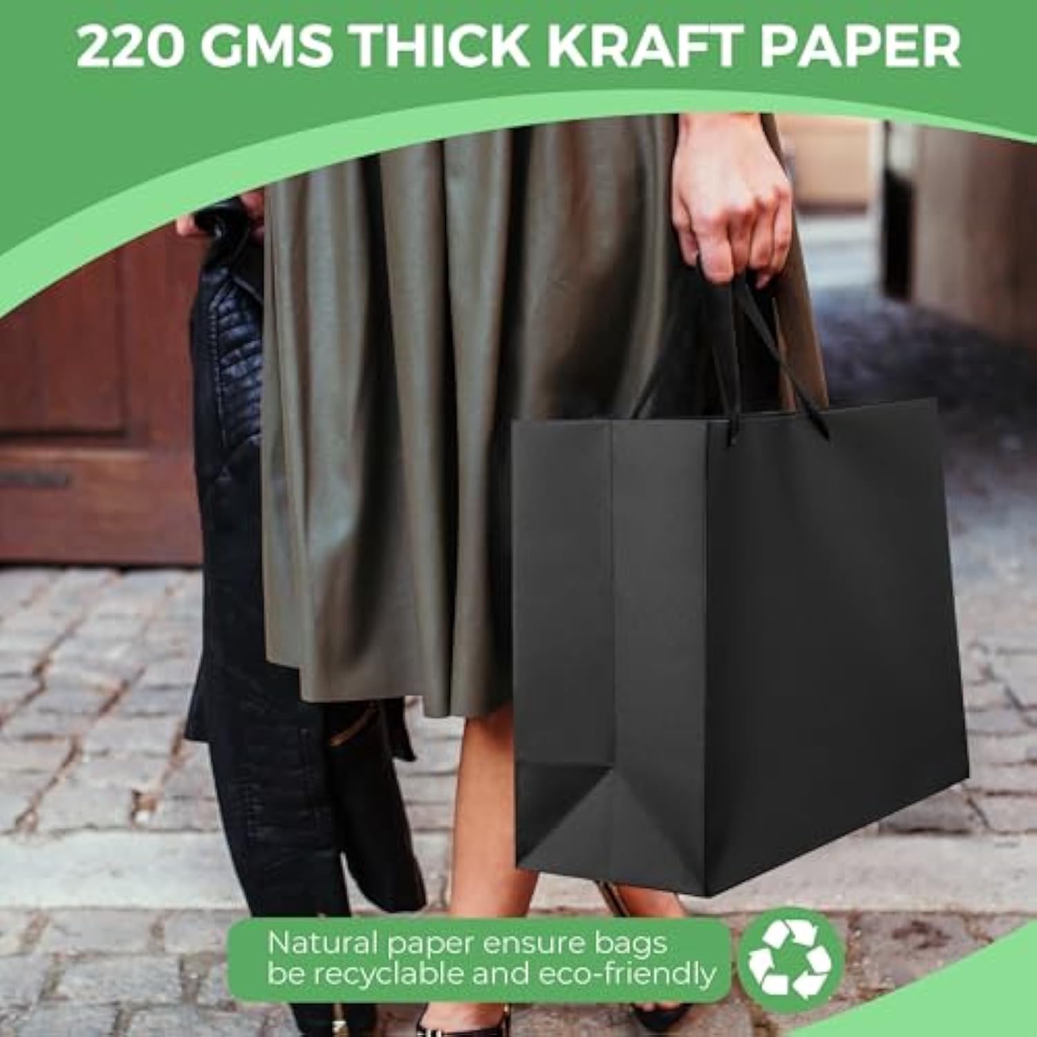 Extra Large Black Gift Bags: 16X6X12 Inch 3Pcs Black Paper Bags With Handles Bulk For Party Shopping Birthday Wedding (Xl-3)