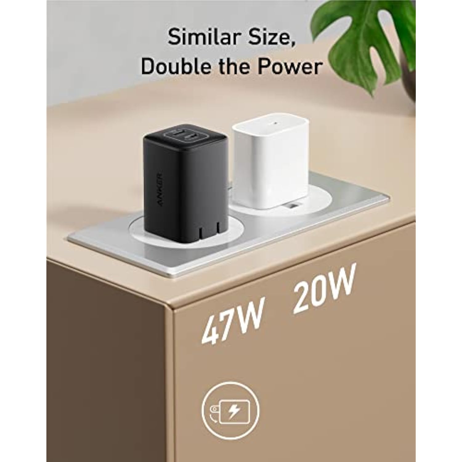 Anker Nano Charger, 47W 2 Port Compact Foldable GaN USB C Charger for iPhone 16/15, Galaxy, Pixel, Compatible with MagSafe (Black)