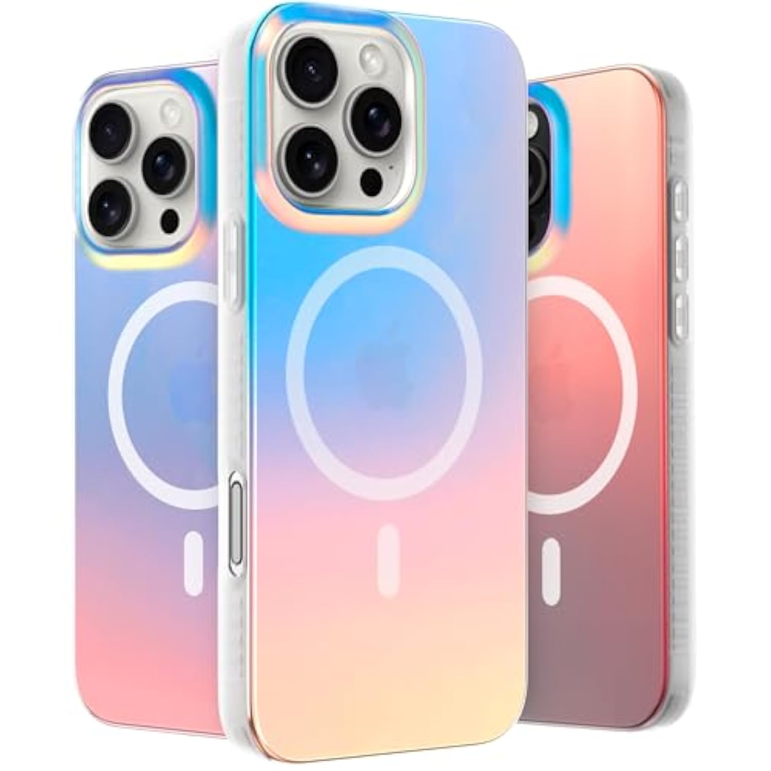 Hue - Magnetic Case For Iphone 16 Pro - [Compatible With Magsafe] - [360° Shock-Absorbent Bumper] - [Cute And Unique Phone Cover For Girls And Women] - Fluorescent Holographic Iridescent