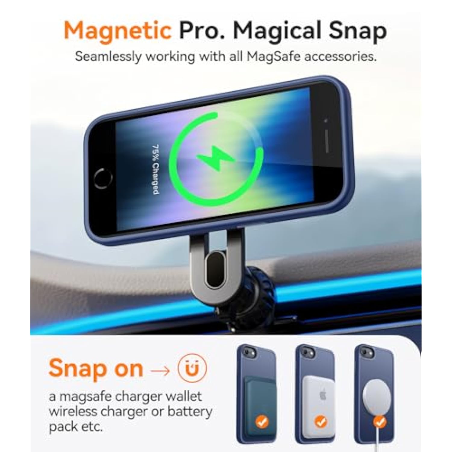 Magnetic Case For Iphone Se 2022/8, Built In Magnets Compatible With Magsafe, Translucent Matte Back Phone Cover For Iphone 8/Se 2/3 (4.7") Frosted Navy Blue