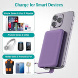 Smallest Portable Charger with Built-in Cables 5000mAh,Ultra Slim Power Bank,Mini High Speed External Battery Packs,Lightweight USB C Phone Charger