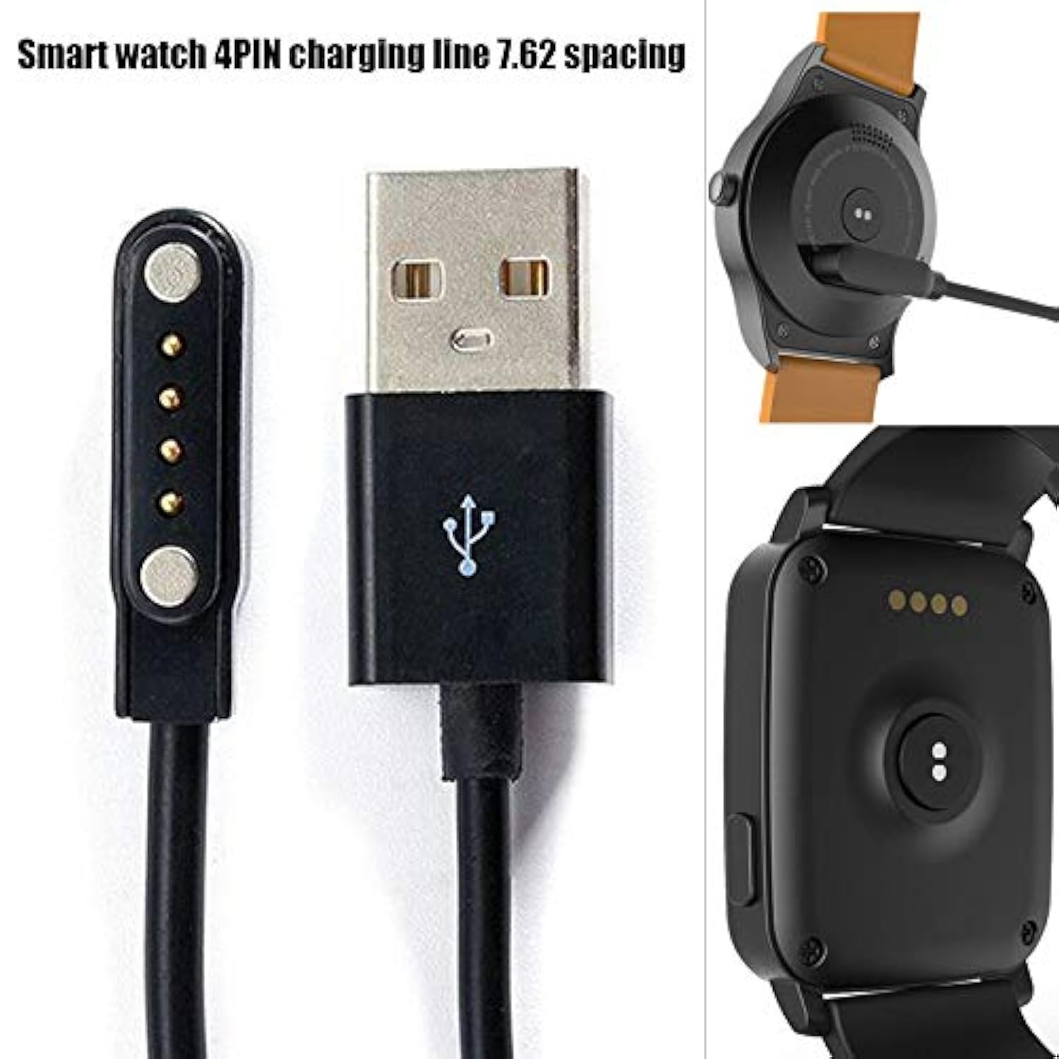 Universal Smart Watch Charger Usb Power 4 Pin Spacing Magnetic Charging Cables For Smart Watch Gt88 G3 Kw18 Y3 Kw88 Gt68