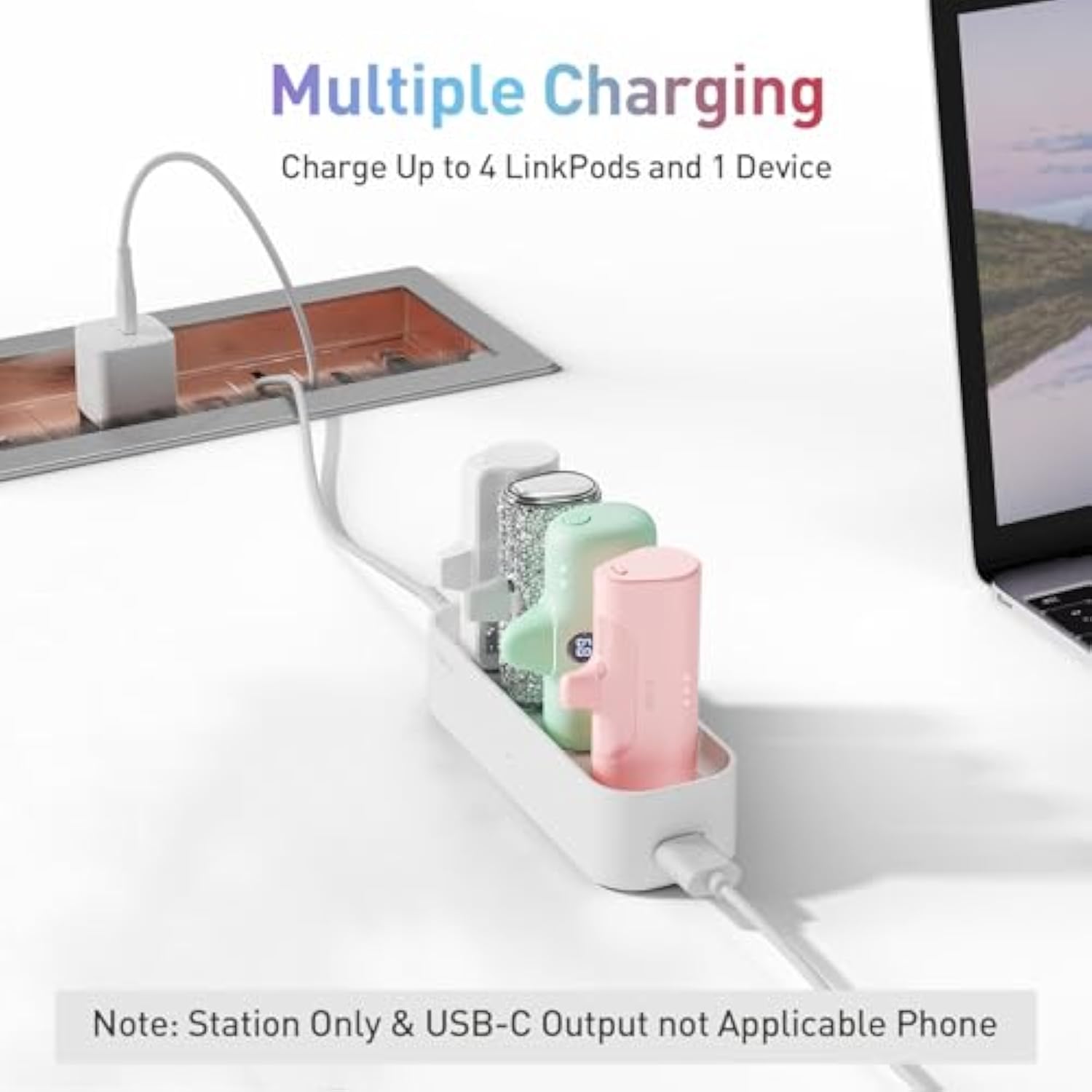 iWALK Charger Station for Portable Charger 4500mAh, 4800mAh, 5000mAh Power Bank for iPhone Charging Station Multiple USB-C Family-Sized Charger Station for Home(Station Only), White