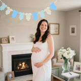 Pre-Strung Blue Gingham Bodysuit Baby Shower Banner - Baby Boy Shower Decorations-