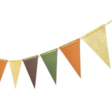 Triangle Banner Party Decoration, Golden Brown Green Paper Bunting Flags 15 Pcs 10ft