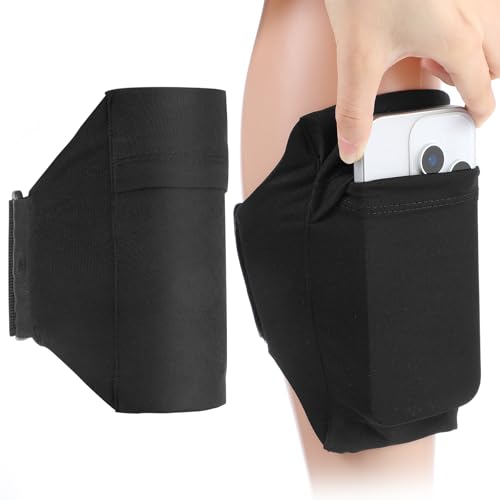 Cell Phone Leg Straps, Black Leg Phone Holder, Adjustable Cellphone Leg-Band for Women and Men, Non Slip Smartphone Armband for Running, Hiking,