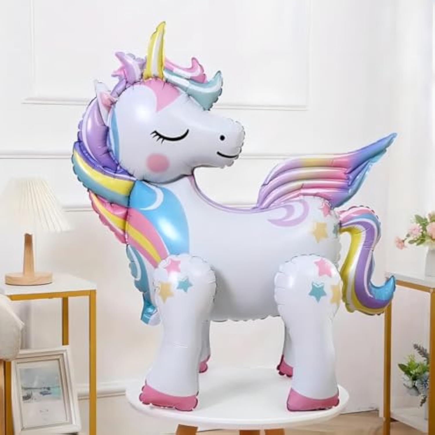 5-Pc Self-Standing Unicorn Balloon Set 3D Rainbow & Star Foil Decor