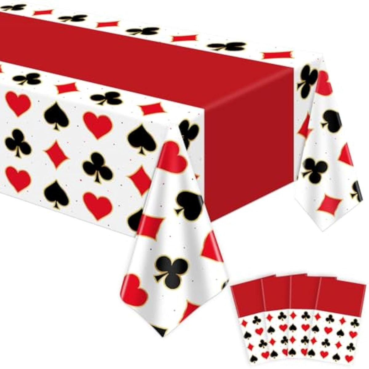 4Pcs 51X86In Casino Theme Party Tablecloths Poker Tablecloth Casino Night Birthday Party Table Cloth Poker Disposable Table Cover All-In-One Poker Mat For Game Birthday Playing Card Picnic Supplies