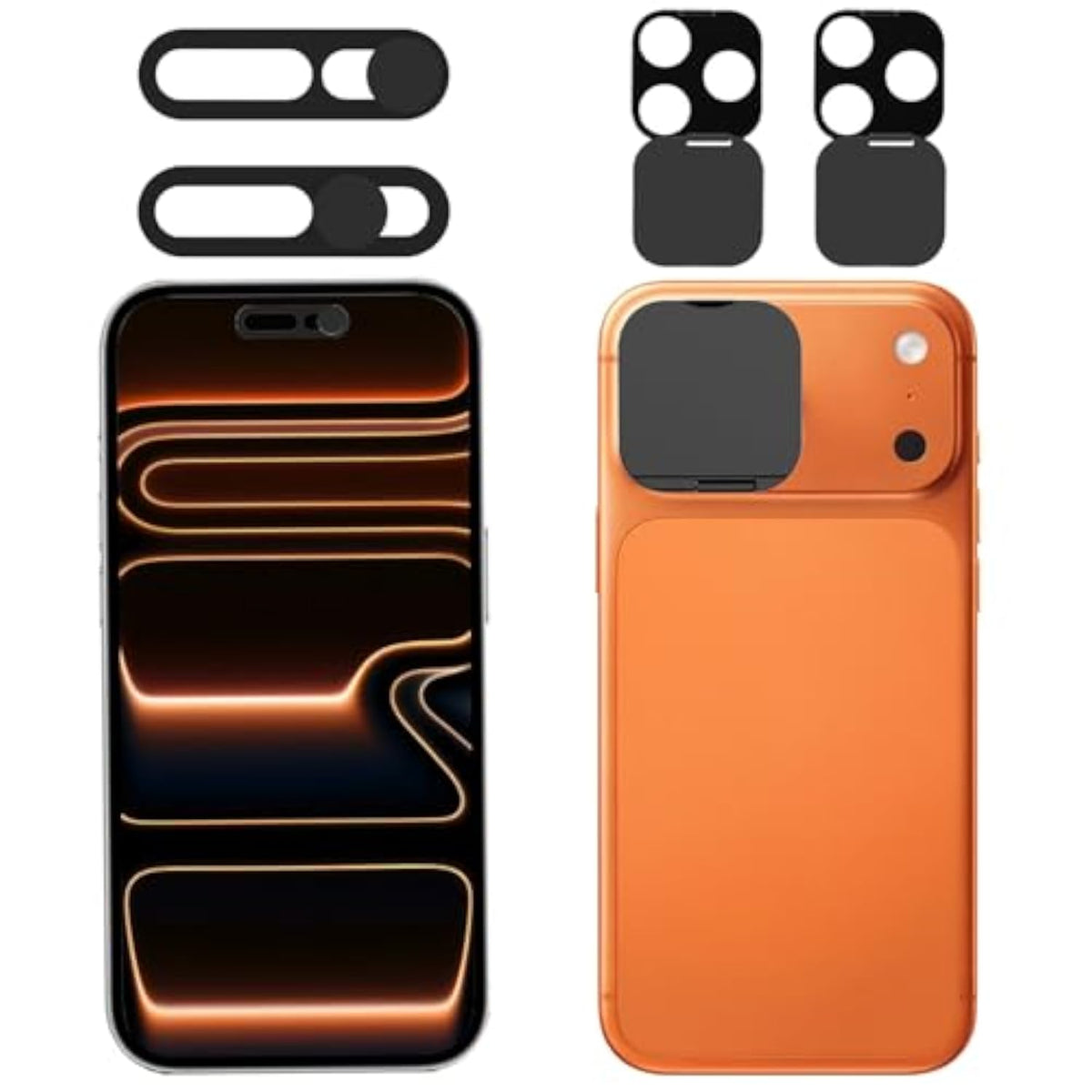 iPhone 17 Pro and 17 Pro Max Privacy Cover with Front Camera Protection, 2-Pack, Black