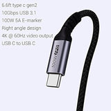 Usb C To Usb C Cable 100W,[2-Pack 6.6Ft Right Angle] Usb 3.1 Fast Charging Cor