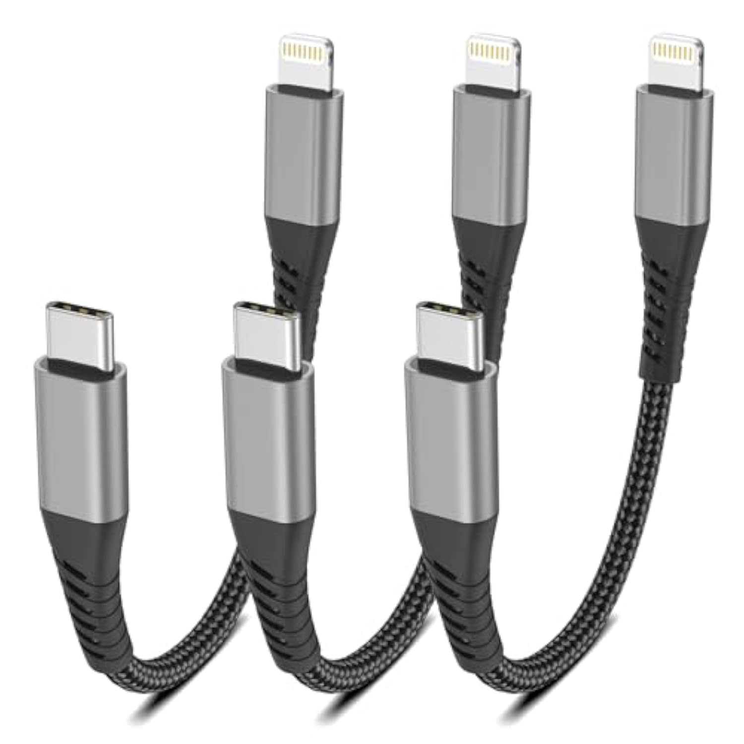 6 Inch Usb C To Lightning Cable, 0.5Ft Short Iphone Charger Fast Charging Cord 3Pack, Nylon Braided Type C Lightning Cable For Iphone 14 13 12 11 Pro Max Xs X Xr 8/Airpods And Charging Station