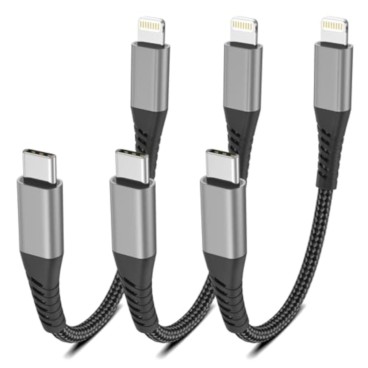 6 Inch Usb C To Lightning Cable, 0.5Ft Short Iphone Charger Fast Charging Cord 3Pack, Nylon Braided Type C Lightning Cable For Iphone 14 13 12 11 Pro Max Xs X Xr 8/Airpods And Charging Station