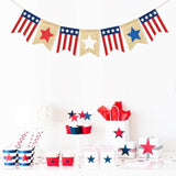 Red White And Blue Star Banner 4Th Of July Decorations, American Independence Day Stripe Bunting Usa Flag Garland Patriotic Decorations Parade Floats Party Decor