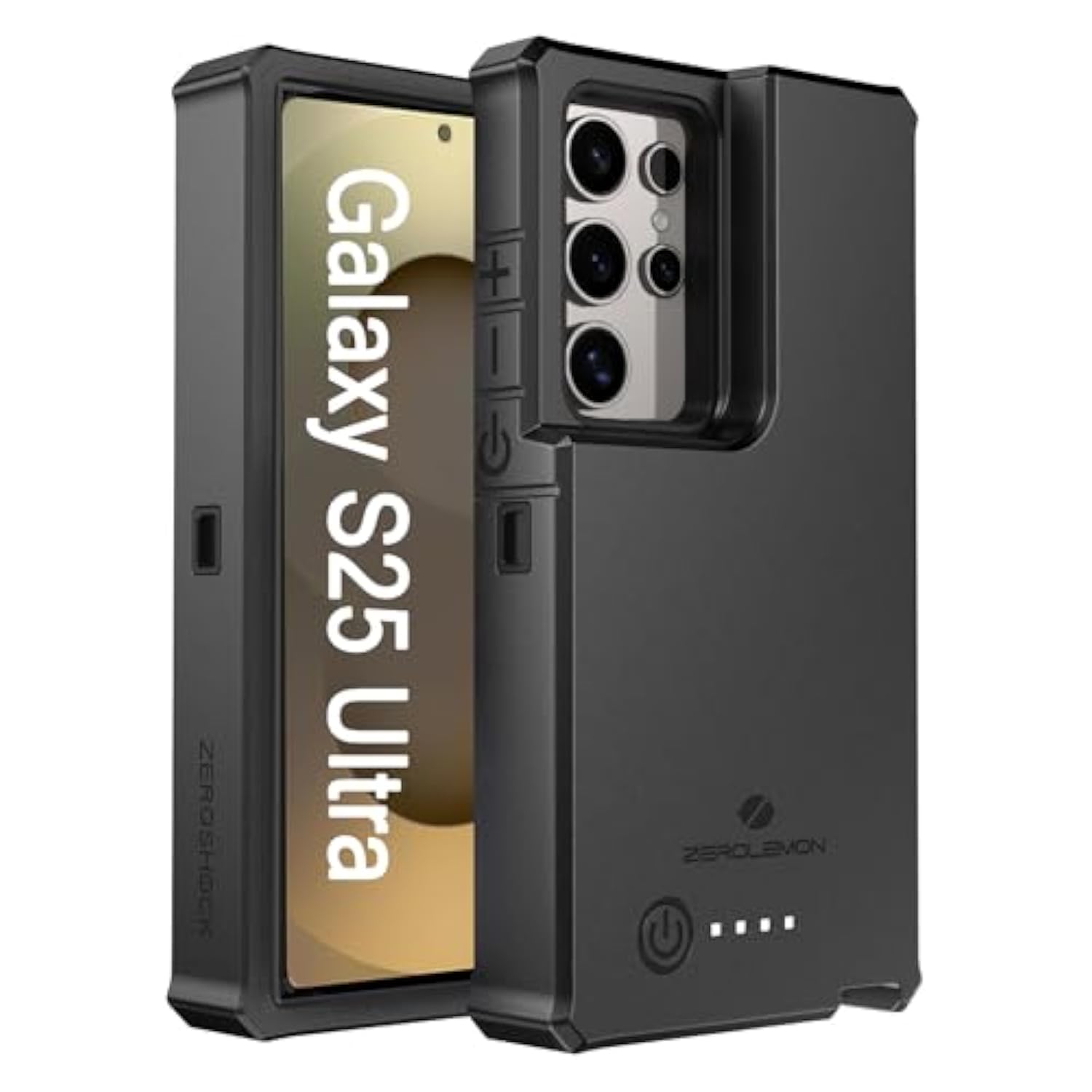 ZEROLEMON Battery Case for Galaxy S25 Ultra 10000mAh, 18W Fast Phone Charging Power to Galaxy S25 Ultra, Full Edge Protection ZeroShock Extended Charger Case Cover for Galaxy S25 Ultra - Black