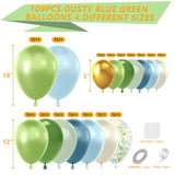 Dusty Blue And Green Balloons Garland Arch Kit,109Pcs 18 12 5 Inch Green And Blue Confetti Latex Balloons For Baby Shower, Graduation, Wedding, Bridal Shower, Birthday Party Decorations