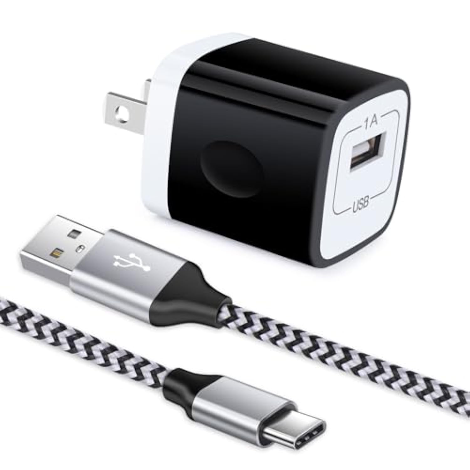 5W 1A Single Port Usb Wall Charger With 6Ft Usb Type C Charging Cable For Samsung Galaxy S25 S24 S23 Ultra S22 Ultra 5G S22 S21, Pixel 9 8 Pro 7A 7 6A 5A 5 4A 4 Xl