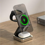 3 In 1 Fast Charging Station For Iphone 16 Pro Max/15/14/13/12,Portable Wireless Magnetic Phone Charger For Watch Earbuds,Usbc Headphone Stand Power Bank Mount Multiple Devices