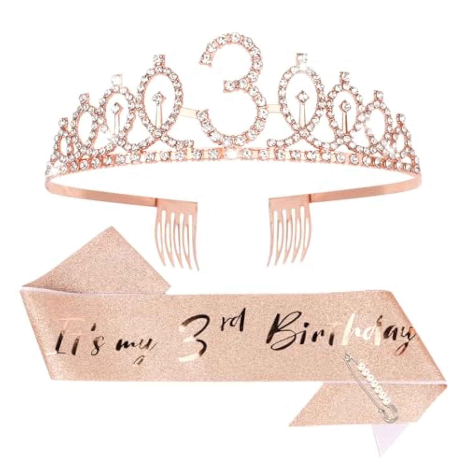 3Th Birthday Party Supplies: Crown, Sash, Pearl Pin Set - Decorations For Little Girls' Special Day