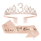 3Th Birthday Party Supplies: Crown, Sash, Pearl Pin Set - Decorations For Little Girls' Special Day