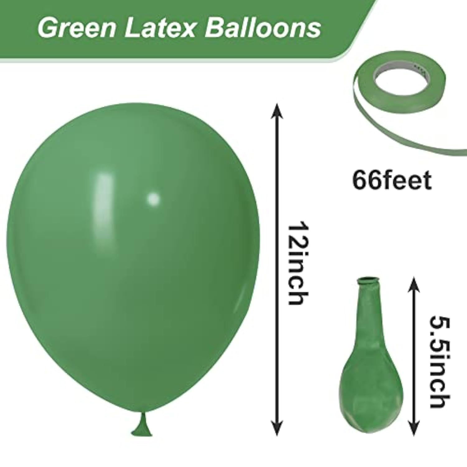 65-Pcs Sage Green 12" Latex Balloons with Ribbon for Parties & Events
